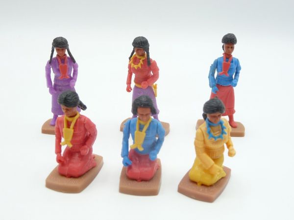Plasty 6 Indianersquaws in unterschiedlichen Positionen bzw. Farben