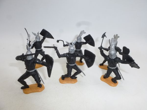 Timpo Toys Schwarze Ritter stehend (6 Figuren) - schöne Gruppe