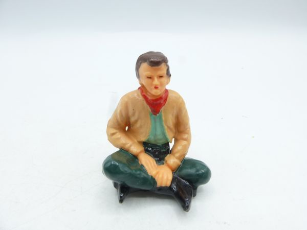 Elastolin 7 cm Cowboy sitting without hat, No. 6961 - great painting