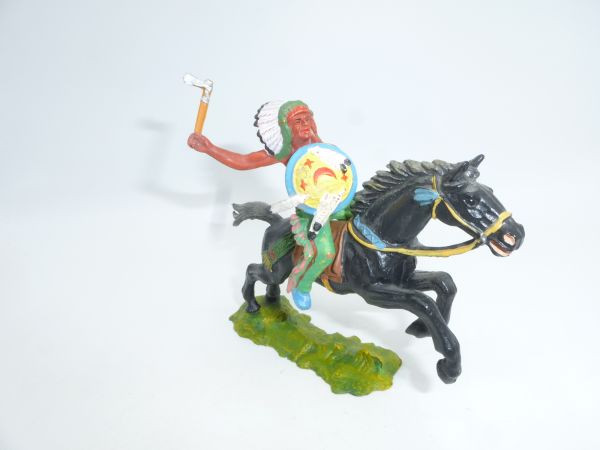 Elastolin 7 cm Indianer zu Pferd mit Tomahawk, Nr. 6844
