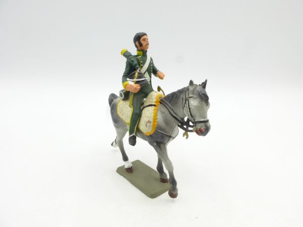 Starlux Napoleonic soldier on horseback, holding hat - great horse