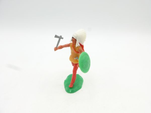 Elastolin 5,4 cm Indianer laufend mit Tomahawk + Schild