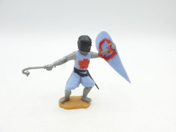 Timpo Toys Medieval knight standing with morning star, light blue
