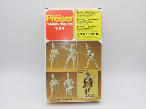 Preiser 1:24 Prussia 1756 officer + crew storming, No. 57810