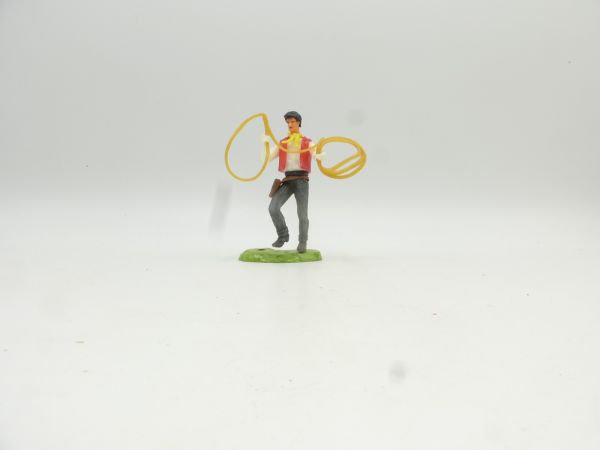 Elastolin 7 cm Cowboy walking with lasso (without hat) - metal base