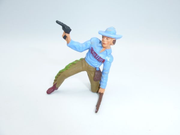 Elastolin 7 cm Cowboy kniend mit Pistole, J-Figur, Nr. 6913 - toller Zustand