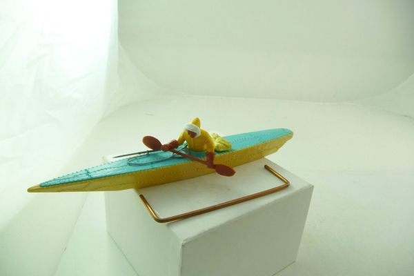 Timpo Toys Eskimo kayak, dark-turquoise/yellow - rare colour combination