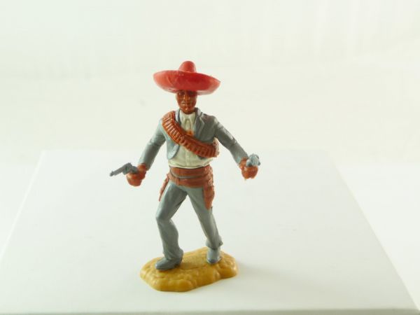 Timpo Toys Mexikaner mit 2 Pistolen schießend, grau/weiß mit braunem Gurt