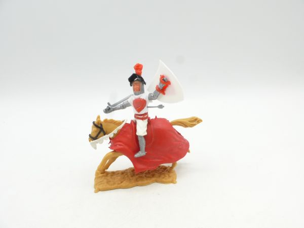 Timpo Toys Visor knight riding with sword, white/red