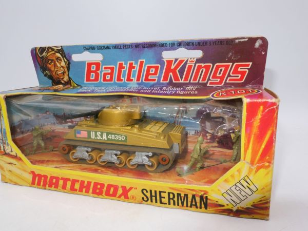 Matchbox "Battlekings" Sherman, K 101 - OVP, ladenneu, Box mit Lagerspuren