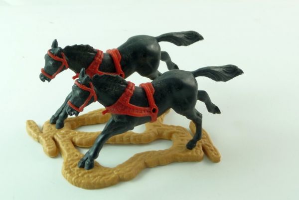 Timpo Toys Pferdegespann für Kutsche (schwarz/rot), lang galoppierend
