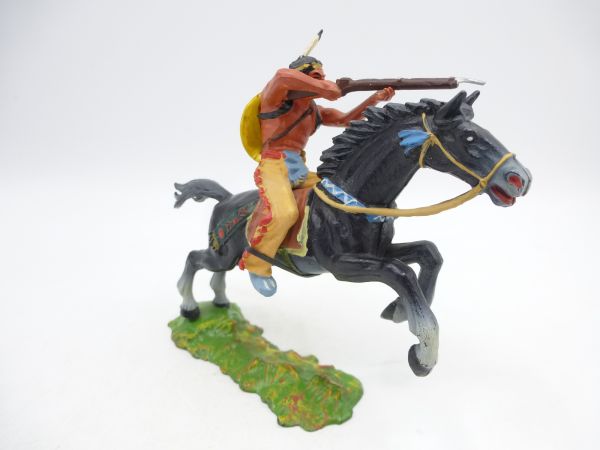 Elastolin 7 cm Indianer zu Pferd, Gewehr vorne, Nr. 6845