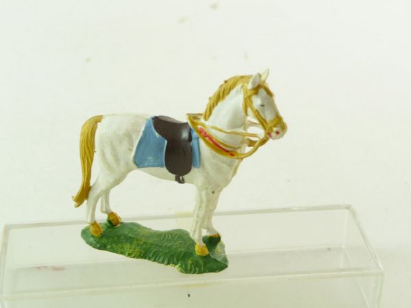 Elastolin 4 cm White standing horse for Cowboys, Union Army, etc.
