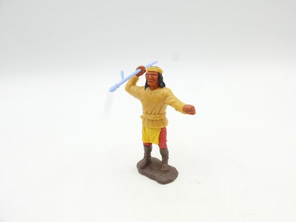 Timpo Toys Apache stehend mit Speer, beige - tolle Bodenplatte