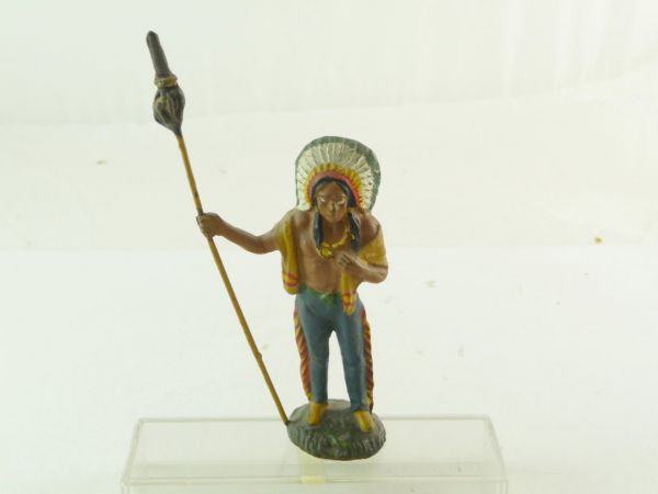 Lineol Indian chief standing with spear (post-war) - very good condition