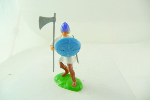 Elastolin 5,4 cm Norman with long axe, sword + shield, white