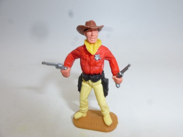 Timpo Toys Sheriff standing with 2 pistols, red