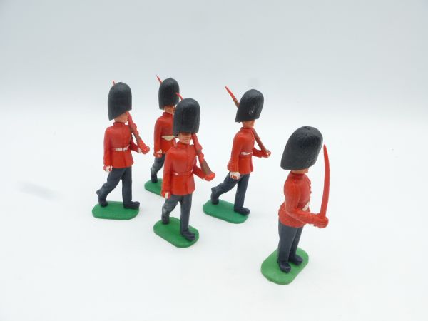 Timpo Toys Guardsmen set, 1 officer with sabre + 4 guardsmen