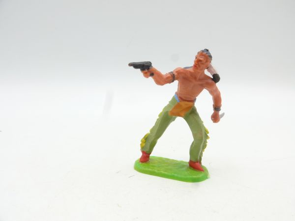 Elastolin 4 cm Indian with pistol, No. 6812, lime green trousers
