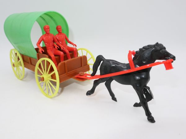 Covered wagon with coachman + co-driver (total length 26 cm)