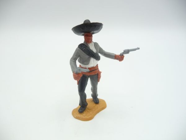 Timpo Toys Mexikaner stehend, grau/weiß, schwarzer Gurt, 2 Pistolen