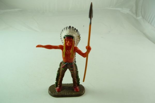 Elastolin 7 cm Indian Chief standing, No. 6801 (made in Austria) - very nice painting