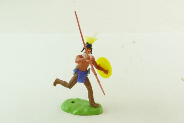 Elastolin Irokese laufend mit Speer, Gewehr und Tomahawk
