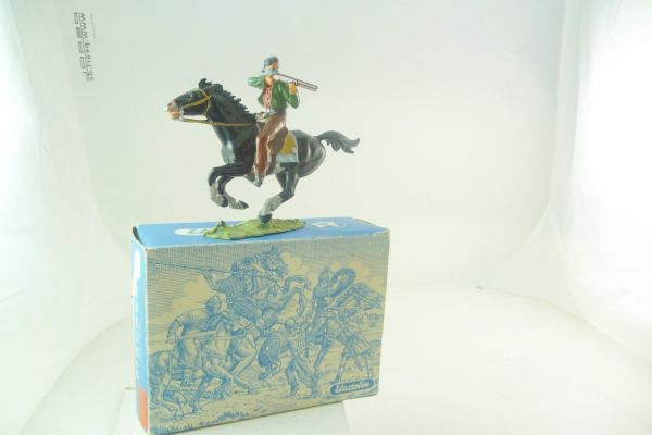 Elastolin 7 cm Cowboy on horseback with rifle, No. 7000 - orig. packaging, figure top