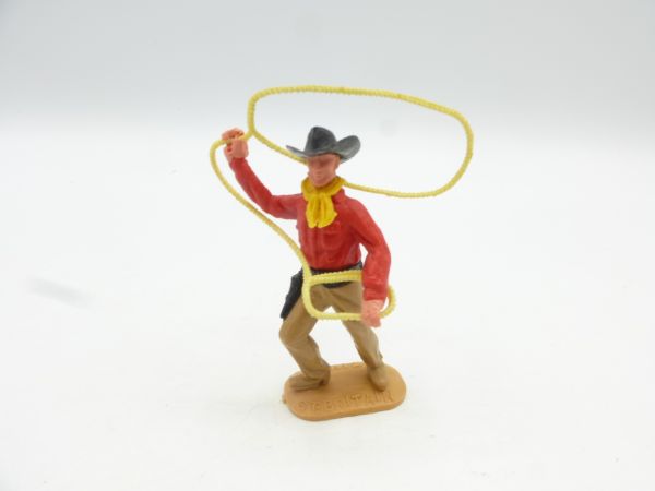 Timpo Toys Cowboy 2. Version mit Lasso, rotes Hemd