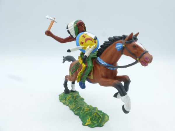 Preiser 7 cm Indian on horseback with tomahawk, No. 6844 - brand new in orig. packaging