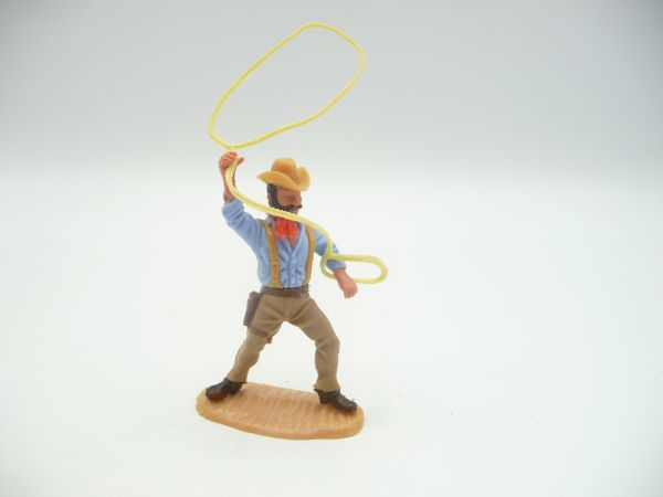 Timpo Toys Cowboy 4. Version stehend mit Lasso - seltene beige Hosenträger
