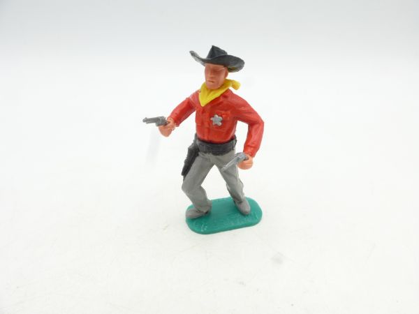 Timpo Toys Sheriff stehend mit 2 Pistolen, rot