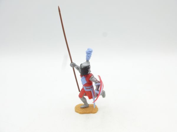 Timpo Toys Visor knight running, lance high, red/light blue