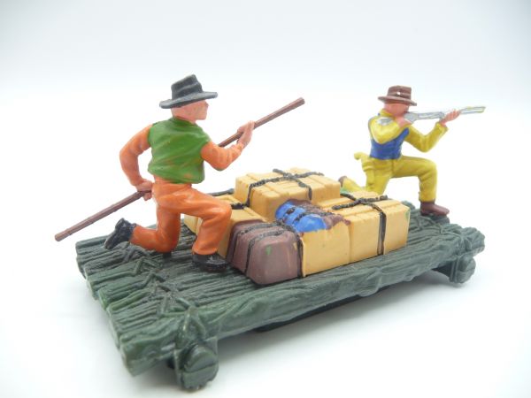 Britains Deetail Raft with 2 Cowboys - top condition, incl. long pole