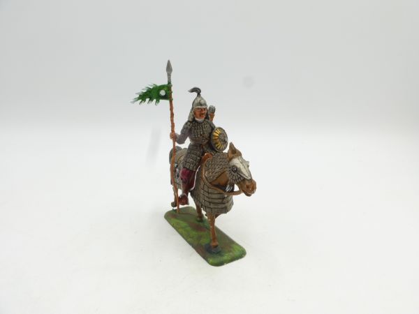 Mongolian rider with flag + shield, fits 54 mm series
