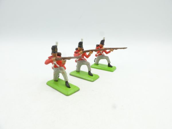 Britains Deetail 3 English soldiers kneeling shooting (movable arms)