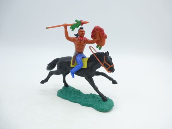 Iroquois riding with spear + shield