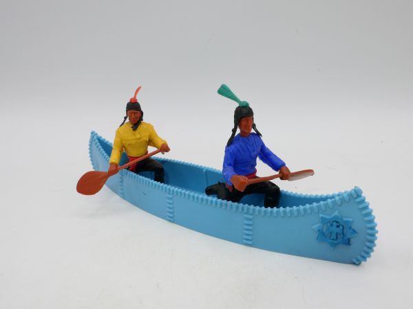 Timpo Toys Kanu blau, blaues Emblem mit 2 Indianern