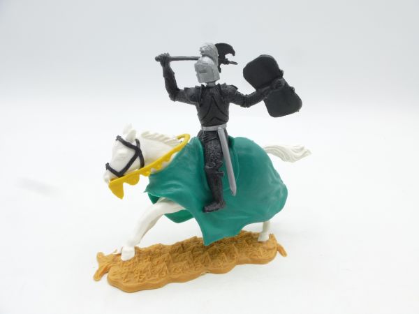 Timpo Toys Black knight riding, lunging with battle axe + shield