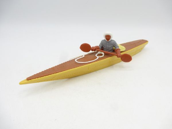 Timpo Toys Eskimo kayak (yellow/brown, paddler grey)