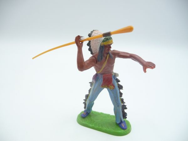 Elastolin 7 cm Indian really throwing spear, No. 6869 - great figure