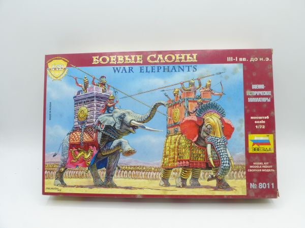 Zvezda 1:72 War Elephants, No. 8011 - orig. packaging, parts at the casting