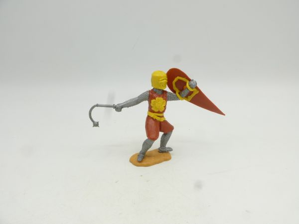 Timpo Toys Pot helmet knight, brown, yellow head - shield loops ok