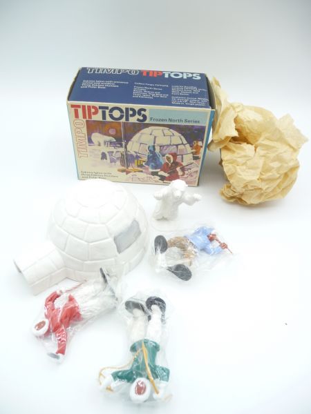 Timpo Toys Eskimo Iglu mit Figur + Eisbär - Inhalt ladenneu, Box sehr guter Zustand