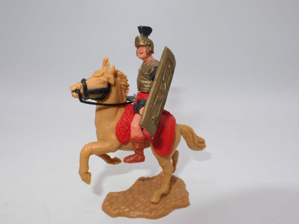 Timpo Toys Roman on horseback, black with sword + shield - shield loops ok