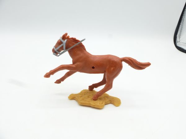 Timpo Toys Pferd galoppierend, mittelbraun, graue Zügel