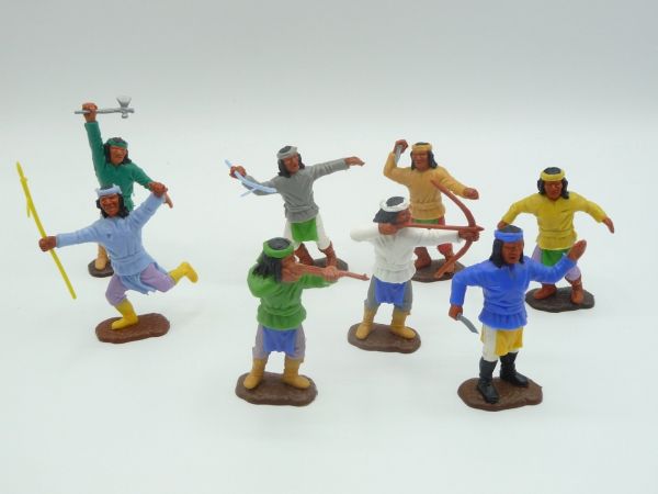 Timpo Toys Apachen stehend (8 Figuren) - schöner Satz mit tollen Bodenplatten