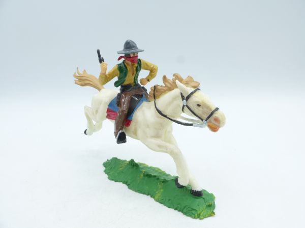 Elastolin 7 cm Bandit zu Pferd mit Pistole, Nr. 7001 - Bemalung s. Fotos