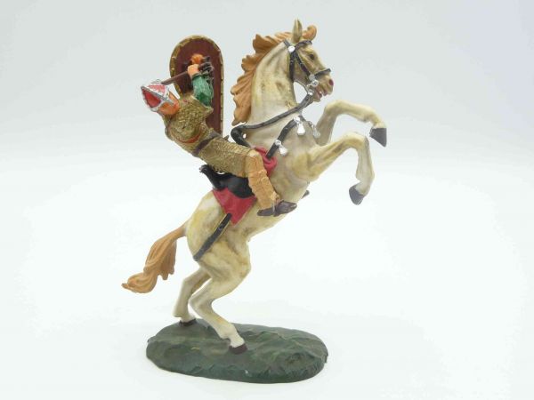 Elastolin 7 cm Normanne mit Streitkolben zu Pferd, Nr. 8880, Bem. 3a - sehr schöne Figur