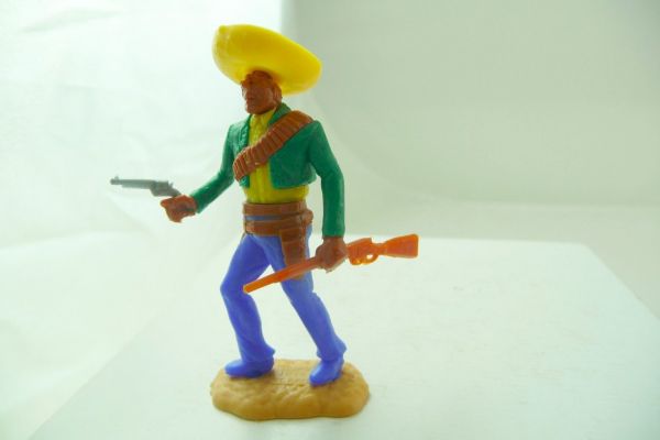 Timpo Toys Mexikaner stehend mit Pistole + Gewehr, grün/gelb